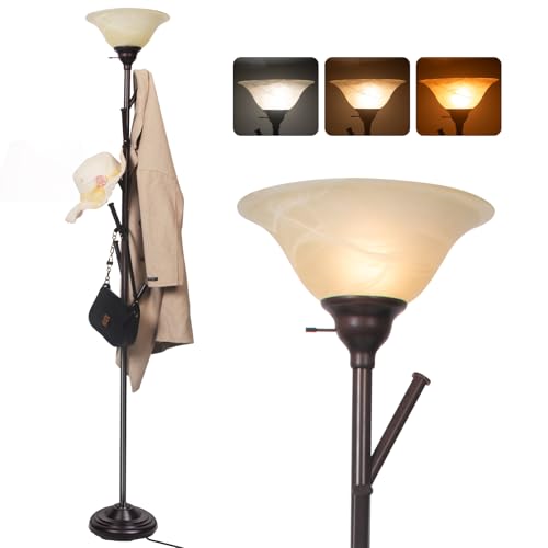 lianheng Moderne Stehlampe mit integriertem Garderobenständer | 2-in-1 Dimmbare LED-Standleuchte mit Kleiderhaken | Dimmbar, 3 Farbtemperaturen | Platzsparend für Wohnzimmer, Schlafzimmer & Flur von lianheng