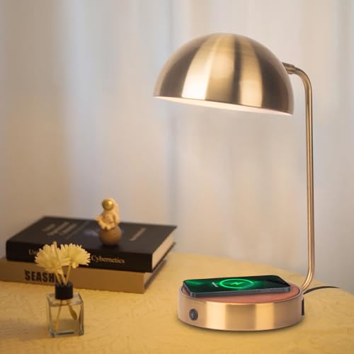 lianheng Wiederaufladbare Schreibtischlampe, Schreibtischlampe mit kabellosem Ladegerät, 2 USB-Anschlüsse, verstellbarer Lampenkopf, geeignet für Arbeitszimmer, Wohnzimmer, Schlafzimmer von lianheng