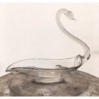 Jahrgang Alice Im Wunderland Tea Party Mid Century Glas Schwan Candy Gewürz Servieren Teller 9 Von 7 Zoll von lianserene