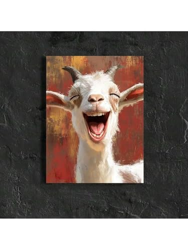 Kunstdruck auf Leinwand mit fröhlicher Ziege, moderne Leinwandposter, skurrile Tiermotive, Wanddekoration für Wohnzimmer, Zuhause, Büro, 70 x 100 cm, rahmenlos Kunstdruck auf Leinwand mit fröhlicher Ziege, moderne Leinwandposter, skurrile Tiermotive, Wanddekoration für Wohnzimmer, Zuhause, Büro, 70 x 100 cm, rahmenlos von lianyibo