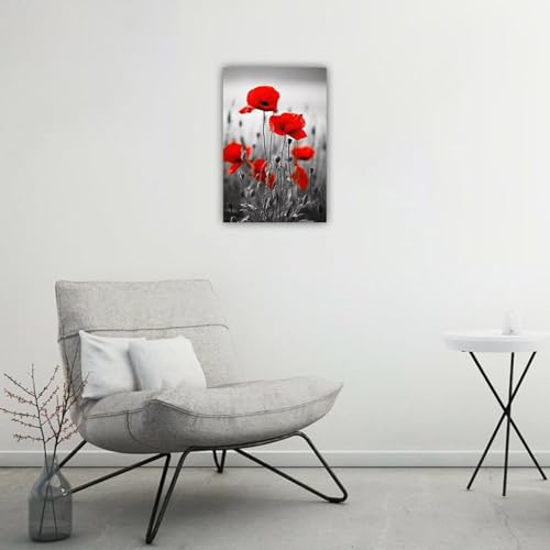 Leinwandbild mit Mohnblumen, schwarz-weiße Mohnblumen, Bilddrucke, rotes Blumen-Wandgemälde für Wohnzimmer, Schlafzimmer, Dekoration, 20 x 30 cm, rahmenlos Leinwandbild mit Mohnblumen, schwarz-weiße Mohnblumen, Bilddrucke, rotes Blumen-Wandgemälde für Wohnzimmer, Schlafzimmer, Dekoration, 20 x 30 cm, rahmenlos von lianyibo