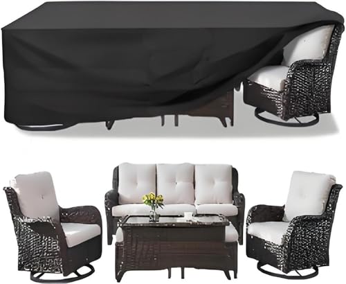 Rechteckig Abdeckplane Gartenmöbel Schutzhülle Winterfest 100x60x45cm Gartenmöbel Abdeckung, 420D Oxford Gewebe Terrassenmöbel Abdeckung Anti-UV für Gartentische, Loungemöbel von lianyibo