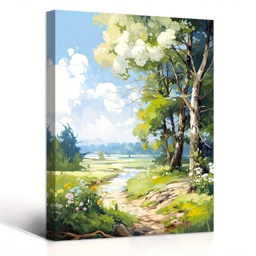 lianyibo 1 Stück Leinwandgemälde, Sonnenschein, grüne Bäume und weiße Wolken, Wandkunstdrucke für Wohnzimmer, Schlafzimmer, Küche, Home Office, 70 x 110 cm, rahmenlos lianyibo 1 Stück Leinwandgemälde, Sonnenschein, grüne Bäume und weiße Wolken, Wandkunstdrucke für Wohnzimmer, Schlafzimmer, Küche, Home Office, 70 x 110 cm, rahmenlos von lianyibo