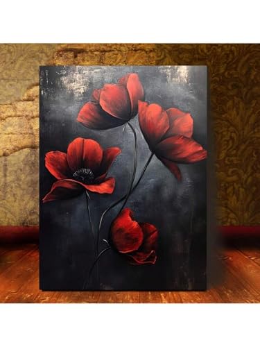 lianyibo Elegance Vintage Red Poppy Leinwandposter, Wandkunst, Blumendruck, für Schlafzimmer, Küche, Büro, Bauernhaus-Dekor, 70 x 110 cm, rahmenlos lianyibo Elegance Vintage Red Poppy Leinwandposter, Wandkunst, Blumendruck, für Schlafzimmer, Küche, Büro, Bauernhaus-Dekor, 70 x 110 cm, rahmenlos von lianyibo