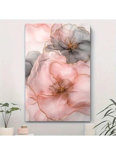 lianyibo Grande toile florale murale rose et grise décoration élégante pour salon chambre à coucher 70 x 100 cm sans cadre lianyibo Grande toile florale murale rose et grise décoration élégante pour salon chambre à coucher 70 x 100 cm sans cadre von lianyibo