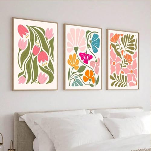 lianyibo Lot de 3 impressions florales abstraites colorées rose bleu jaune art floral botanique moderne décoration abstraite moderne 70 x 100 cm sans cadre lianyibo Lot de 3 impressions florales abstraites colorées rose bleu jaune art floral botanique moderne décoration abstraite moderne 70 x 100 cm sans cadre von lianyibo