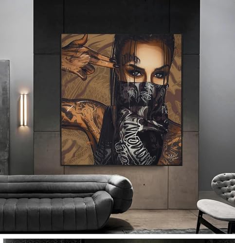 lianyibo Mädchen mit Maske und Tattoo, Porträtmalerei, Poster und Drucke auf Leinwand, Wandkunst, Bild, für Wohnzimmer, Heimdekoration, 30 x 30 cm, rahmenlos lianyibo Mädchen mit Maske und Tattoo, Porträtmalerei, Poster und Drucke auf Leinwand, Wandkunst, Bild, für Wohnzimmer, Heimdekoration, 30 x 30 cm, rahmenlos von lianyibo