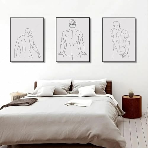 Modern Naked Man Body Line Wall Art Poster Canvas Painting for Room Office School Decoration Stuff Home Decor 40x60cmx3 Frameless von lianyibo