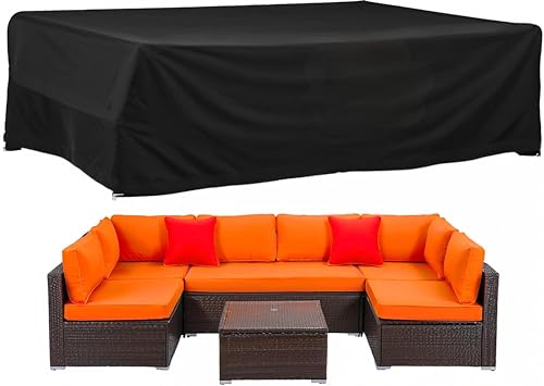 lianyibo Schwerlast 420D Oxford Gewebe Abdeckplane 145x100x65cm Gartenmöbel Schutzhülle Gartenmöbel, für Gartentische Terrassenmöbel Outdoor-Winterfest Tisch Rechteckig Schwarz von lianyibo