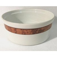 Apilco Porcelaine Junon Runde Gemüsesouffle-Auflaufform Servierschüssel Aus Frankreich Geschirr Braun/Rostmarmorband Auf Weiß Nahe Minze von libertyhallgirl