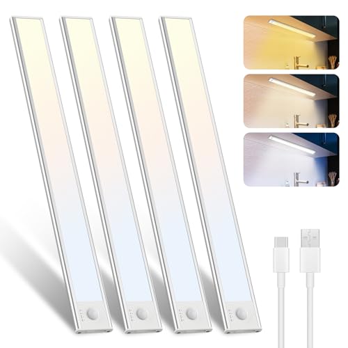 libtit 30CM Unterbauleuchte Küche Led, Dimmbar Schrankbeleuchtung mit Bewegungsmelder, 3000K-4000K-6500K Farbmodi, Hell USB Aufladbar Lichtleiste für Schrank Treppe Flur, 4Stück libtit 30CM Unterbauleuchte Küche Led, Dimmbar Schrankbeleuchtung mit Bewegungsmelder, 3000K-4000K-6500K Farbmodi, Hell USB Aufladbar Lichtleiste für Schrank Treppe Flur, 4Stück von libtit