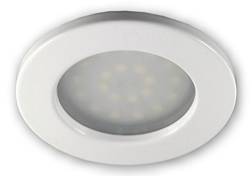 LICHT DISCOUNT LED Möbel Einbaustrahler 230V | Ultra flach 22mm | Möbelleuchte Schrankleuchte 2W 2700K warm weiß Beleuchtung | Einbauleuchte Küchen Lampe Spot weiß | von LICHT DISCOUNT