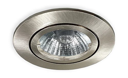 GU10 Einbaustrahler 230 V alu gebürstet Einbauspot geeignet für 68 mm Lochbohrung Decken Strahler Spot passend für LED oder Halogen (max. 50 Watt) Leuchtmittel inkl. GU10 Fassung von LICHT DISCOUNT