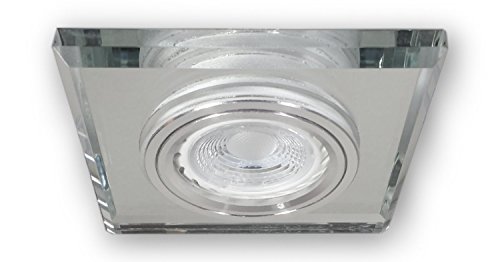 LED Einbaustrahler Deckenstrahler eckig aus Glas | Einbauleuchte GU10 Fassung 230 V Einbauspots S1371WH | Decken-Einbauleuchte inkl. 7 W LED warm weiß Leuchtmittel von LICHT DISCOUNT