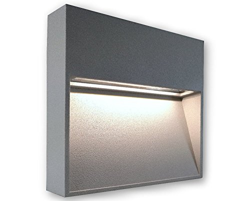 LICHT DISCOUNT 2W LED Treppenbeleuchtung Stufenbeleuchtung Silber 230V | Treppenlicht Treppenleuchte 4188 square neutralweiß | Treppenspots für Innen- & Außenbereich | Wandlampe von LICHT DISCOUNT