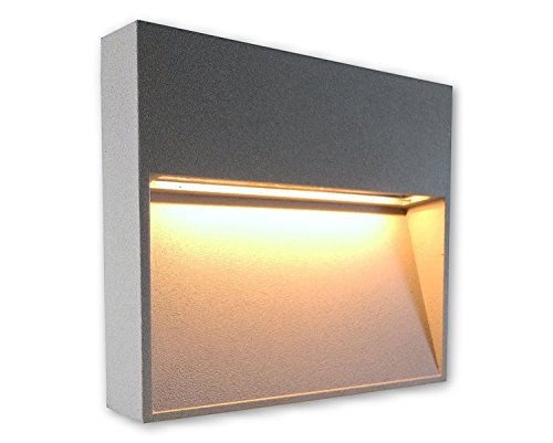 LICHT DISCOUNT 2W LED Treppenbeleuchtung Stufenbeleuchtung Silber 230V | Treppenlicht Treppenleuchte 4188 square warmweiß | Treppenspots für Innen- & Außenbereich | Wandlampe Wandleuchte von LICHT DISCOUNT