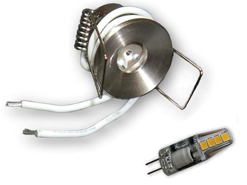 LICHT DISCOUNT LED Sternehimmel 10er Set | Mini Einbau-Strahler Einbaulampen 12V | 2W-ME G4 LED Sternchen Spots warmweiß 30mm | Sternenhimmel Spots alu gebürstet inkl. SCH-30W Trafo von LICHT DISCOUNT