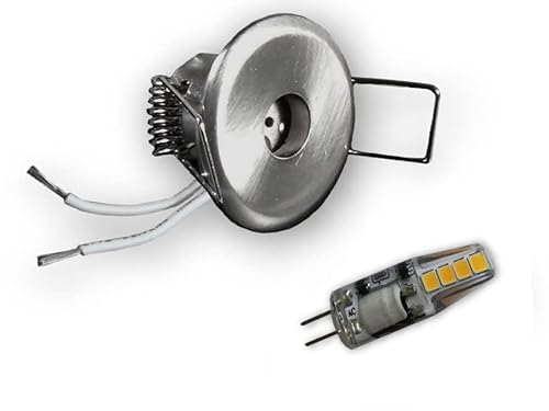 LICHT DISCOUNT LED Sternehimmel 10er Set | Mini Einbau-Strahler Einbaulampen 12V | 2W-ME G4 LED Sternchen Spots warmweiß 40mm | Sternenhimmel Spots alu gebürstet inkl. SCH-30W Trafo von LICHT DISCOUNT