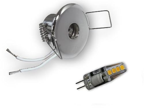 LICHT DISCOUNT LED Sternenhimmel 10er Set | Mini Einbau-Strahler Einbaulampen 12V | 2W-ME G4 LED Sternchen Spots Warmweiß 40mm | Spots Chrom Glänzend inkl. SCH-30W Trafo von LICHT DISCOUNT
