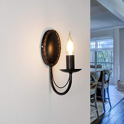 Wandlampe Innen Metall Braun Antik Wohnzimmer Schlafzimmer H:25 E14 max. 60 Watt inkl. Klassisch Rustikale Wandleuchte Küche WIOLETTA von Licht-Erlebnisse