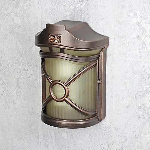 Licht-Erlebnisse Außenwandlampe Metall Glas in Braun Antik Creme IP44 Garten Balkon T:15 cm E27 max. 60W Rustikal blendarme Außenleuchte Terrasse DON von Licht-Erlebnisse