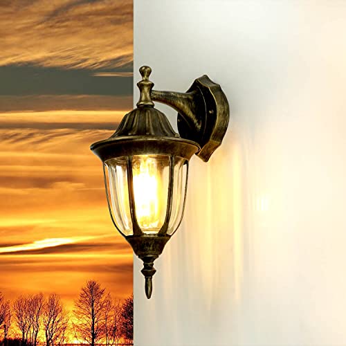 Licht-Erlebnisse Außenwandleuchte Aluminium Glas in Gold Antik IP44 Garten Terrasse H:35 cm E27 Laterne hängend Rustikale Außenlampe Wand Hof MILANO Licht-Erlebnisse Außenwandleuchte Aluminium Glas in Gold Antik IP44 Garten Terrasse H:35 cm E27 Laterne hängend Rustikale Außenlampe Wand Hof MILANO von Licht-Erlebnisse