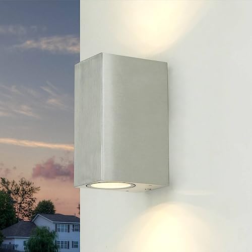 Outdoor Wandleuchte GU10, Up Down Leuchte Außen, Silber, IP44, wetterfest, B:6,8 cm, 2-flammig, Haus, Terrasse, Balkon, Modern, Aussenlampe Wand Outdoor Wandleuchte GU10, Up Down Leuchte Außen, Silber, IP44, wetterfest, B:6,8 cm, 2-flammig, Haus, Terrasse, Balkon, Modern, Aussenlampe Wand von Licht-Erlebnisse