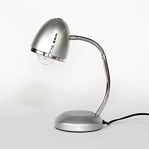 Schreibtischlampe Silber E27 bis 18W 230V Metall Tischleuchte Büroleuchte Arbeitszimmer Lampe Beleuchtung Retro Design Leselicht Bastellampe Kinderzimmer Leuchte von Licht-Erlebnisse