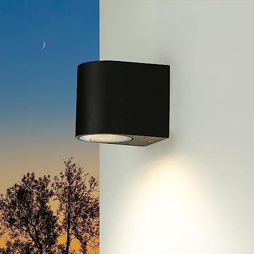 Licht-Erlebnisse Wandlampe Outdoor AALBORG Downlight Außen in Schwarz P44 GU10 Außenleuchte Haus Terrassenbeleuchtung von Licht-Erlebnisse