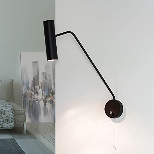 Licht-Erlebnisse Wandleuchte Metall Schwarz Wohnzimmer Flur Schlafzimmer H:45 GU10 max. 35 Watt Schalter Zylinder Modern flexible Wandlampe Innen EYE von Licht-Erlebnisse