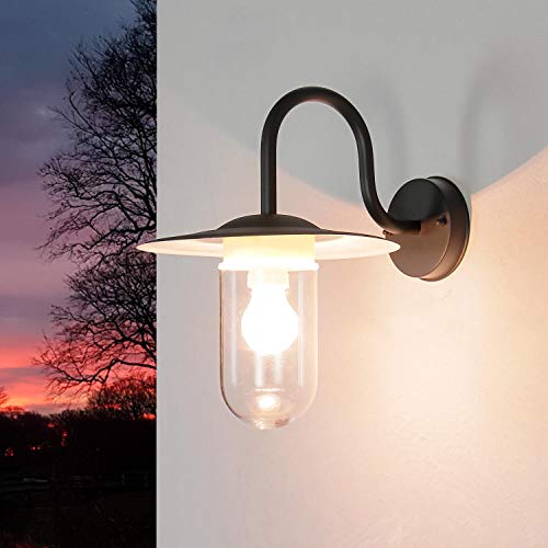 Licht-Erlebnisse Außenwandleuchte Metall Glas in Anthrazit IP44 Outdoor Garten T:34 cm E27 wetterfest Maritime Außenlampe Terrasse GÖTEBORG von Licht-Erlebnisse