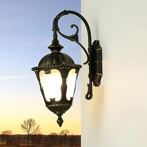 Licht-Erlebnisse Außenleuchte Wand Aluminium Glas Antik IP44 Hof Haustür 21 cm breit E27 max. 60W blendarm Rustikale Wandlampe Outdoor TYBR von Licht-Erlebnisse