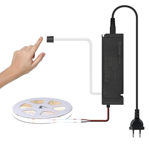 lichtvoll 24V LED Streifen COB 5M 480 LEDs/m dimmbar mit Touch Schalter – kaltweiß 6000K, selbstklebend, schneidbar, Unterbauleuchte für Küche, Schrank, Treppe, Akustikpaneel lichtvoll 24V LED Streifen COB 5M 480 LEDs/m dimmbar mit Touch Schalter – kaltweiß 6000K, selbstklebend, schneidbar, Unterbauleuchte für Küche, Schrank, Treppe, Akustikpaneel von lichtvoll