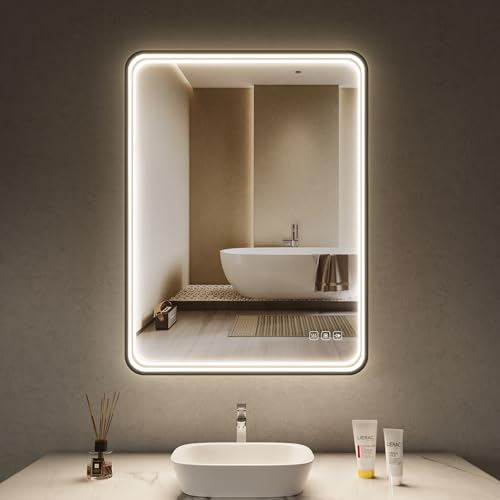 lichtvoll LED Badspiegel mit Beleuchtung, Spiegel mit Beleuchtung Bad Spiegel mit Licht, Dimmbar, 3 Lichtfarben, Anti-Beschlag, horizontal & vertikal montierbar, 60×80cm lichtvoll LED Badspiegel mit Beleuchtung, Spiegel mit Beleuchtung Bad Spiegel mit Licht, Dimmbar, 3 Lichtfarben, Anti-Beschlag, horizontal & vertikal montierbar, 60×80cm von lichtvoll