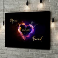 Personalisierte Leinwand Burning Hearts Geschenk Für Den Freund, Freundin, Beziehung, Zum Jahrestag, Hochzeitstag, Geburtstag Personalisierte Leinwand Burning Hearts Geschenk Für Den Freund, Freundin, Beziehung, Zum Jahrestag, Hochzeitstag, Geburtstag von liebesleinwand
