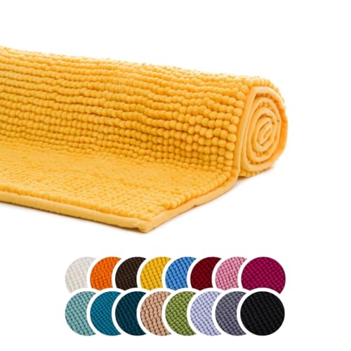liebling Badteppich, 100% Polyester - Mikrofaser, Serie Chile, 60 x 100 cm, 30 Grad waschbar, Fußbodenheizung geeignet, Farbe: gelb liebling Badteppich, 100% Polyester - Mikrofaser, Serie Chile, 60 x 100 cm, 30 Grad waschbar, Fußbodenheizung geeignet, Farbe: gelb von liebling
