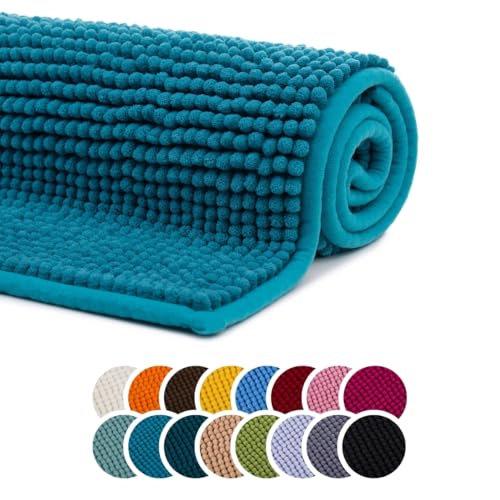 liebling Badteppich, 100% Polyester - Mikrofaser, Serie Chile, 70 x 120 cm, 30 Grad waschbar, Fußbodenheizung geeignet, Farbe: Lagune von liebling