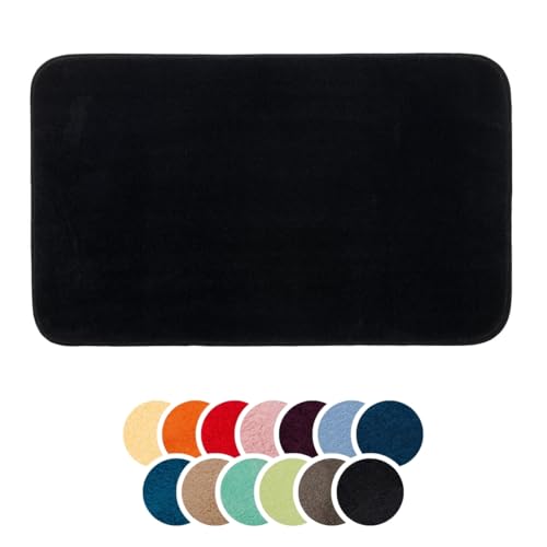 liebling Badteppich, 100% Polyester - Mikrofaser, Serie Santos, 60 x 100 cm,1500 g/m², 30 Grad waschbar, Farbe: schwarz von liebling