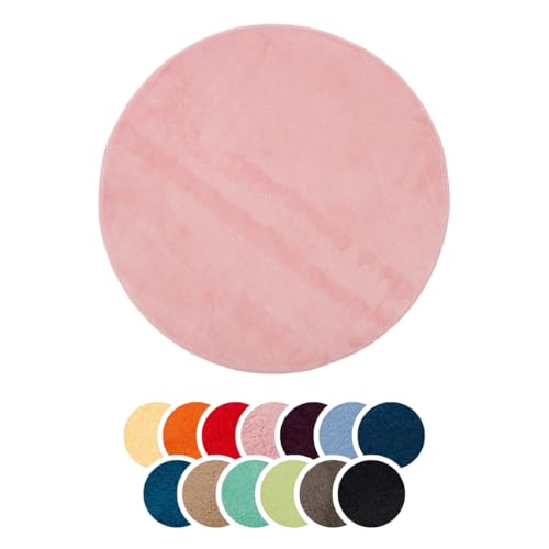 liebling Badteppich, 100% Polyester - Mikrofaser, Serie Santos, Ø 110 cm,1500 g/m², 30 Grad waschbar, Farbe: Altrosa von liebling
