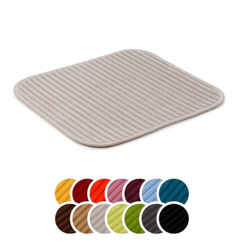 liebling Badteppich mit Anti-Rutsch-Beschichtung aus PVC Noppen, Cord-Optik, 100% Polyester, Serie Potsdam, 50 x 45 cm, 30 Grad waschbar, Fußbodenheizung geeignet, Farbe: Sand von liebling