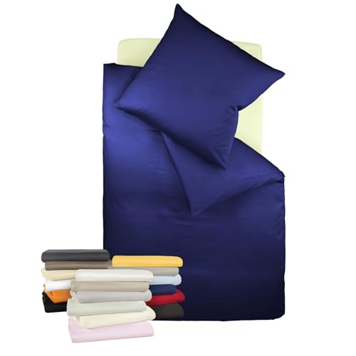 liebling Bettwäsche Interlock Jersey 155 x 220 cm, Farbe dunkelblau, Bettbezug aus 100% Baumwolle, edler Glanz, waschbar 60 Grad, Ökotex 100 von liebling