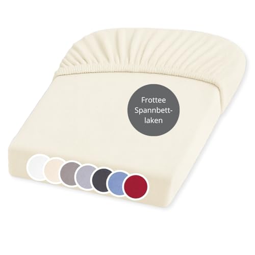 liebling Frottee Spannbettlaken, Spannbetttuch 140x200-160x200 cm, Frottier Bettlaken 80% Baumwolle / 20% Polyester, Matratzen bis 25 cm Höhe, Rundum Gummizug, Ökotex, waschbar 60 Grad, Creme liebling Frottee Spannbettlaken, Spannbetttuch 140x200-160x200 cm, Frottier Bettlaken 80% Baumwolle / 20% Polyester, Matratzen bis 25 cm Höhe, Rundum Gummizug, Ökotex, waschbar 60 Grad, Creme von liebling