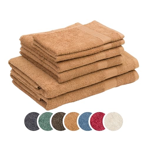 liebling Frottier Set Borte, je 2 x Handtücher 50 x 100 cm, Duschtücher 70 x 140 cm, Gästetücher 30 x 50 cm, Ökotex, 60 Grad, saugstark, schnelltrocknend, Sand von liebling