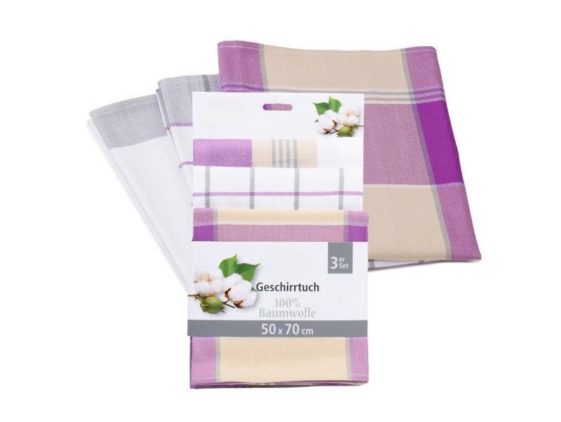 liebling Geschirrtuch Polier -und Geschirrtuch, (3er Pack, 2 karierte und 1 gestreiftes Tuch), ideal zum Abtrocknen von Geschirr, besonders saugfähig, Ökotex 100 von liebling