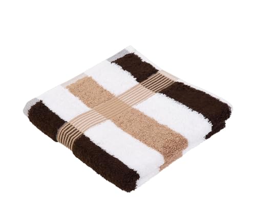 liebling Handtuch, 100% hochwertige Baumwolle, Serie Miami, 50 x 100 cm, waschbar & trocknergeeignet, Farbe: weiß/Mocca/Marone von liebling