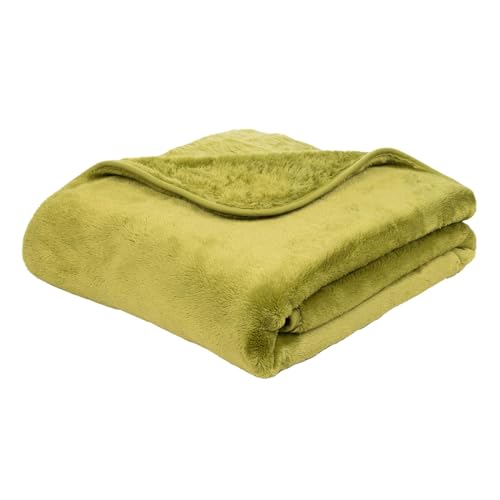 liebling Kuscheldecke Cashmere Feeling 130 x 170 cm, Limone, Premium Sofa Decke, Dicke warme Wohndecke, 500 gr. / m² von liebling