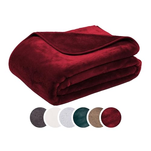 liebling Kuscheldecke Merino-Touch, Wohndecke Ultra flauschig als Sofaüberwurf oder Wendedecke, waschbar, 220 x 240 cm, dunkelrot von liebling