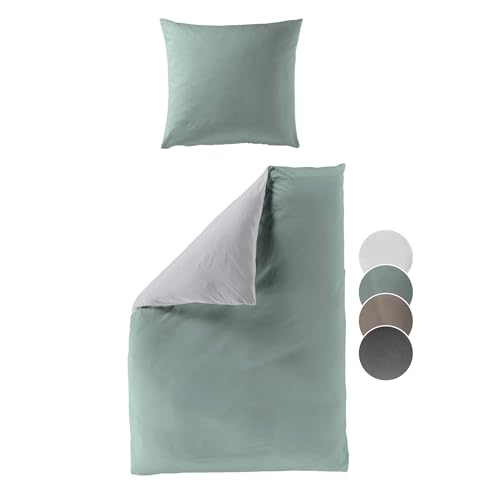 liebling Renforcé Bettwäsche lind grün, 1 x Bettbezug 135 x 200 cm + 1 x Kissenbezug 80 x80, Bettzeug aus 100% seidig weicher Baumwolle, 60 Grad, Ökotex Made in Green von liebling