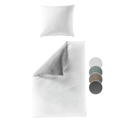 liebling Renforcé Bettwäsche weiß, 1 x Bettbezug 155 x 220 cm + 1 x Kissenbezug 80 x80, Bettzeug aus 100% seidig weicher Baumwolle, 60 Grad, Ökotex Made in Green von liebling
