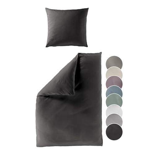 liebling Satin Bettwäsche Graphit grau, 1 x Bettbezug 155 x 220 cm + 1 x Kissenbezug 80 x 80, Bettzeug aus 100% seidig weicher Baumwolle, 60 Grad, Ökotex Made in Green liebling Satin Bettwäsche Graphit grau, 1 x Bettbezug 155 x 220 cm + 1 x Kissenbezug 80 x 80, Bettzeug aus 100% seidig weicher Baumwolle, 60 Grad, Ökotex Made in Green von liebling